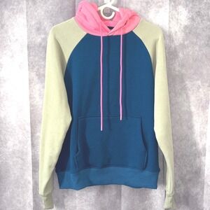 Spark Paws Hoodie Womens Size S Blue Pink Tan Colorblock Streetwear